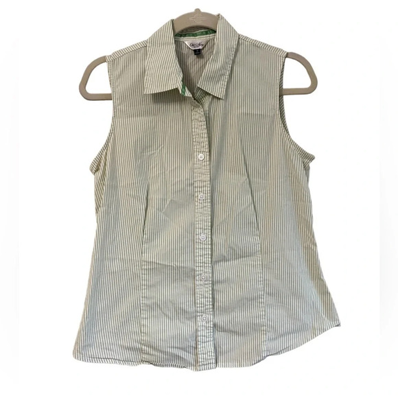 OLD NAVY PINSTRIPE VINTAGE SLEEVELESS BLOUSE - Picture 1 of 4